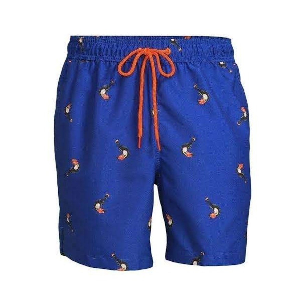 George Swim Shorts Toucan Print Mens Medium Blue Swim Summer Pool Tropical Beach